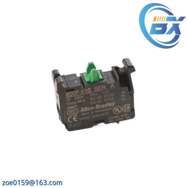 Brand 800F-X10 Contact Block, 22.5mm, Plastic, 1 NO - Industrial Control Solution